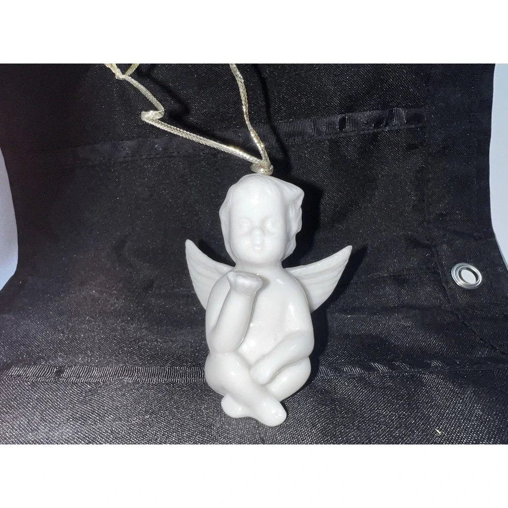 Vintage White Porcelain Cherub Ornament